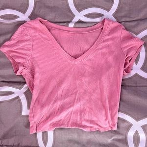 Pink Ribbed crop top